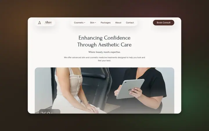 Allure Aesthetic website, built by Delve Digital