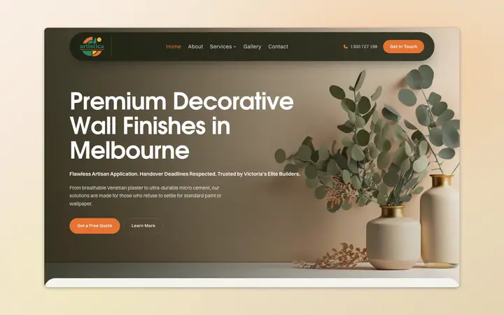 Artistica Surfaces website, built by Delve Digital