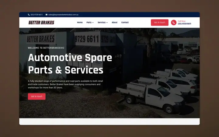 Better Brakes website, built by Delve Digital