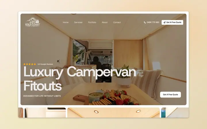 Gold Coast Van Fitouts website, built by Delve Digital