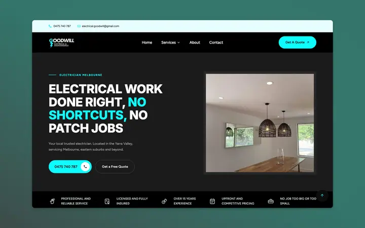 Goodwill Electrical website, built by Delve Digital