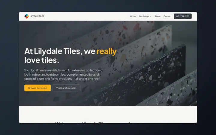 Lilydale Tiles website, built by Delve Digital