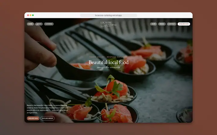 Locavore Catering website, built by Delve Digital