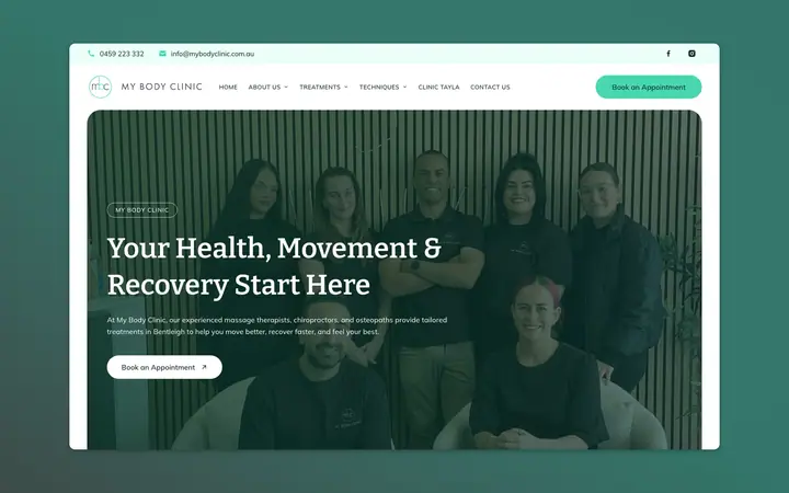 My Body Clinic website, built by Delve Digital