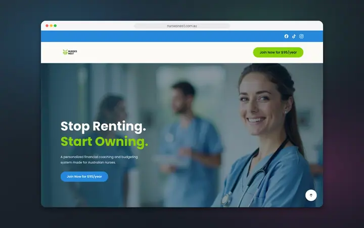 Nurses Nest website, built by Delve Digital
