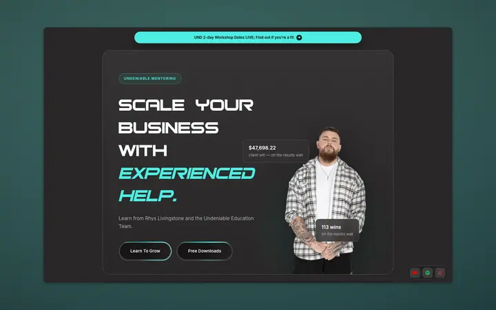 Undeniable Mentoring website, built by Delve Digital