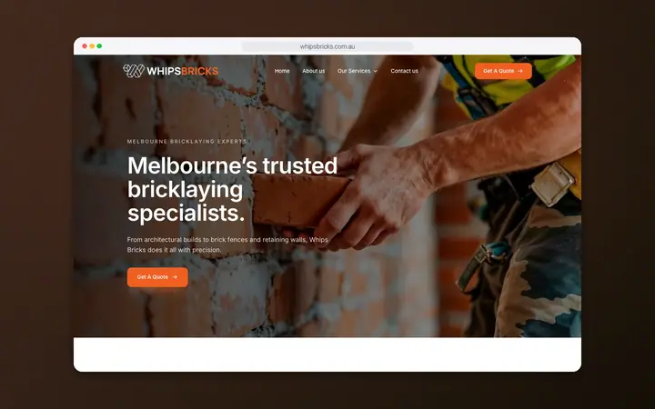 Whips Bricks website, built by Delve Digital