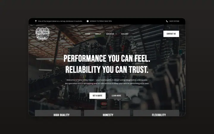 Yarra Valley Diesel Tuning website, built by Delve Digital