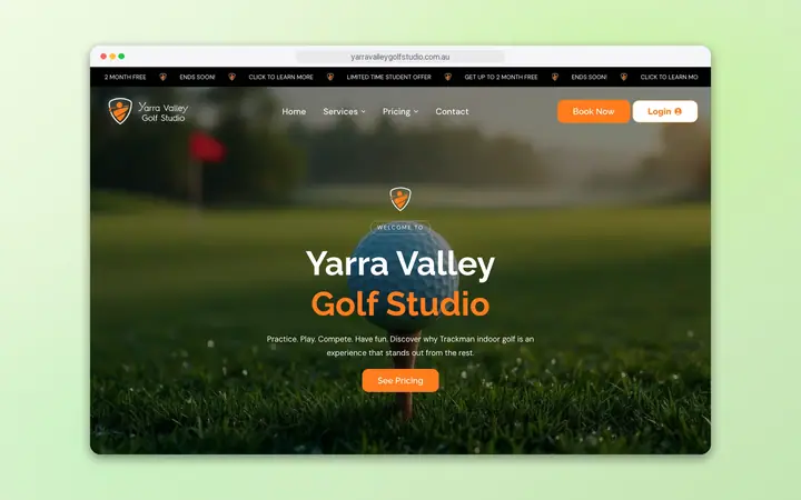 Yarra Valley Golf Studio website, built by Delve Digital